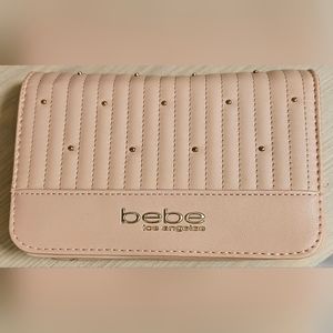 Bebe ALIAH Crossbody Bag Faux Leather Logo Leather Blush NWT